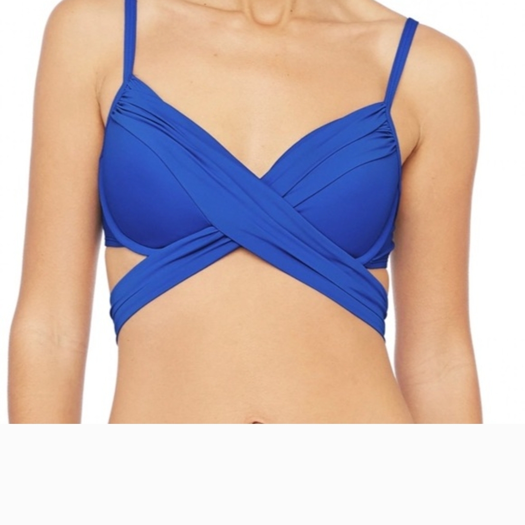 La Blanca Island Goddess Wrap Bikini Top Blue (6)